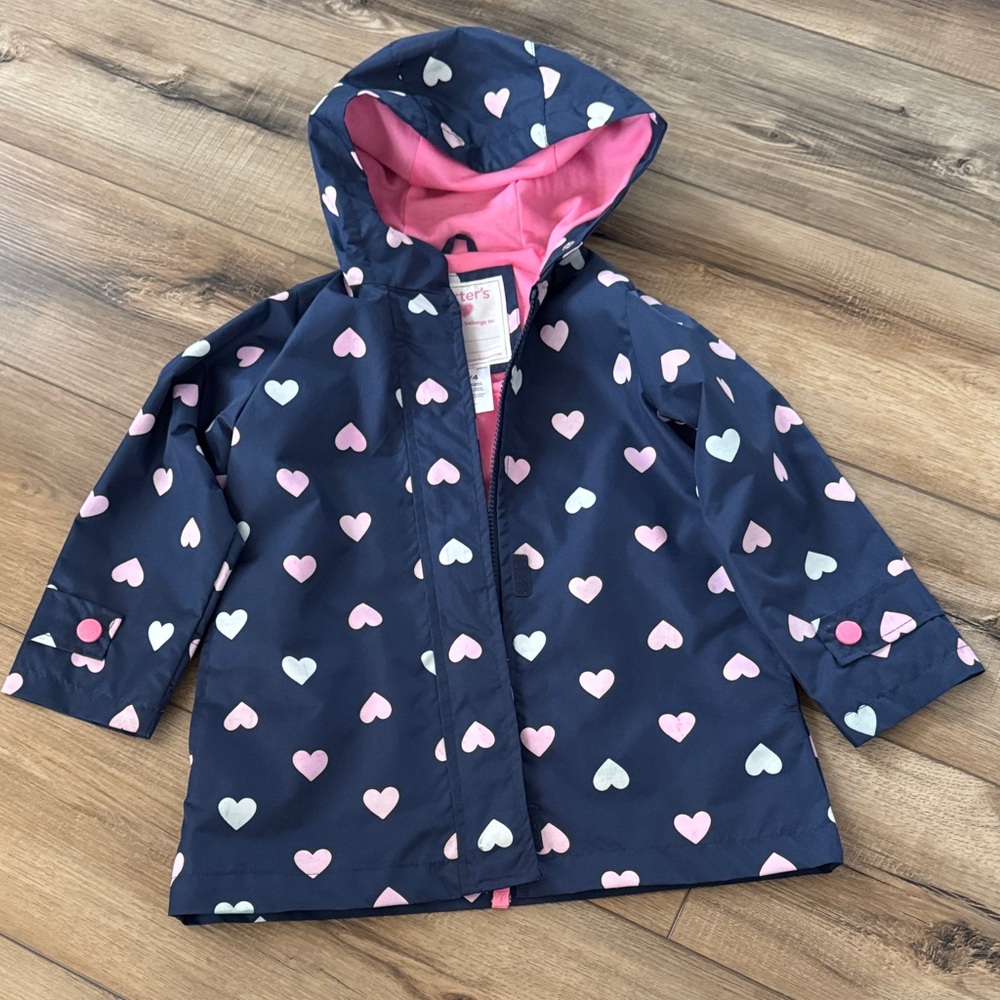 Carter's Navy and Pink Heart Raincoat